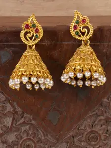 AccessHer Gold-Plated Studded Dome Shaped Jhumkas