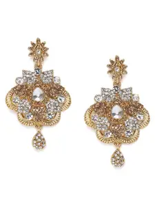 Kord Store Antique Gold-Plated Embellished Contemporary Drop Earrings