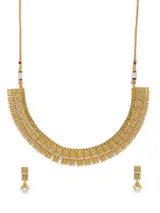 Kord Store Gold Plated Traditional Latkan Pearls Necklace & Earrings Set