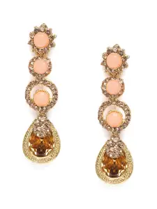 Kord Store Gold-Plated & Pink Circular Drop Earrings