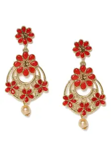 Kord Store Red & Gold-Plated Floral Drop Earrings