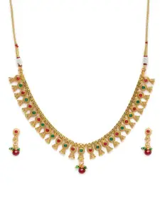 Kord Store Gold Plated Matinee Necklace & Earrings Set