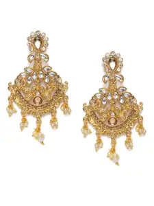 Kord Store Gold-Plated Studded Crescent Shaped Chandbalis