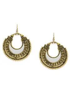 Kord Store Gold-Plated Oxidised Circular Shaped Drop Earrings