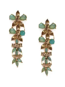 Kord Store Green Gold-Plated Studded Floral Drop Earrings
