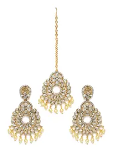 Kord Store Gold-Plated Earrings & Maang Tika Set