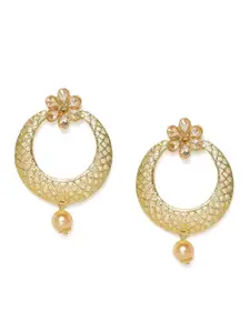 Kord Store Gold Plated Studded Circular Drop Earrings