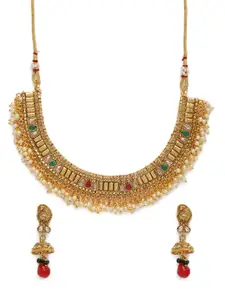 Kord Store Gold Plated Latkan Pearls Necklace & Earrings Set