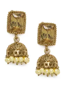 Kord Store Gold-Plated Studded Dome Shaped Jhumkas