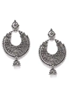 Kord Store Silver-Plated Oxidised Crescent Shaped Chandbalis