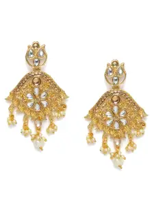 Kord Store Gold-Plated Stone Studded Classic Drop Earrings