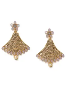 Kord Store Gold Plated Studded Geometric Drop Earrings