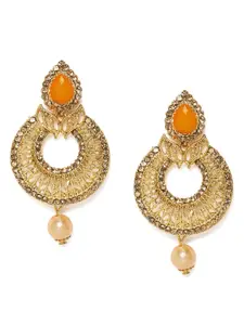 Kord Store Orange & Gold-Plated Circular Drop Earrings