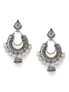 Kord Store Oxidised Silver-Plated Crescent Shaped Chandbalis