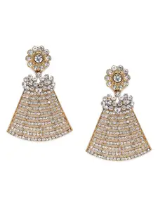 Kord Store Gold-Plated AD Studded Contemporary Drop Earrings