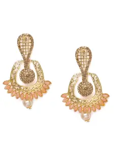 Kord Store Pink Gold Plated Studded Contemporary Drop Earrings