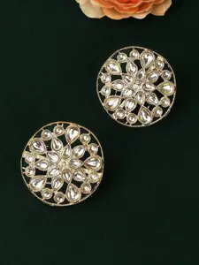 Rubans Gold-Toned & White Classic Handcrafted Studs
