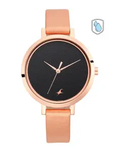 Fastrack Women Black & Rose Gold Analogue Watch