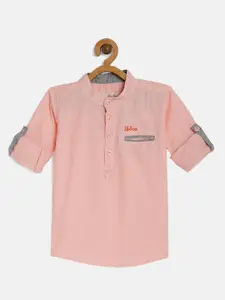 TONYBOY Boys Peach-Coloured Premium Regular Fit Solid Casual Shirt