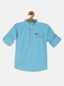 TONYBOY Boys Blue Premium Regular Fit Solid Casual Shirt