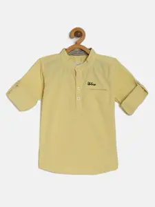 TONYBOY Boys Yellow Premium Regular Fit Solid Casual Shirt
