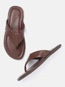Louis Philippe Men Brown Solid Comfort Sandals