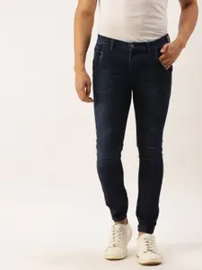 Campus Sutra Men Navy Blue Slim Fit Mid-Rise Clean Look Cotton Stretchable Joggers