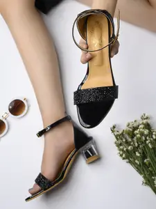 Shoetopia Women Black Solid Sandals