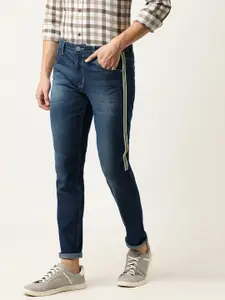 Campus Sutra Men Blue Slim Fit Mid-Rise Clean Look Jeans with Side Stripe