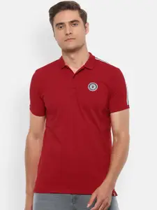 Louis Philippe Sport Men Red Solid Polo Collar T-shirt