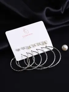 justpeachy Set of 6 Silver-Plated Circular Earrings