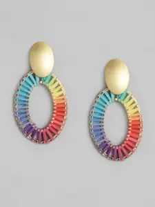 Just Peachy Multicoloured Gold-Plated Circular Handcrafted Drop Earrings
