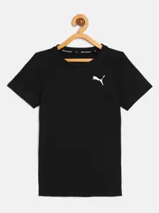 Puma Boys Black Solid Active Small Logo T-shirt with dryCELL Technology