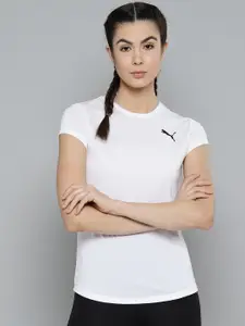 Puma Women White Solid Active Sustainable Tee