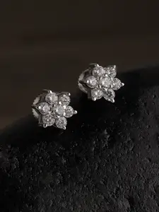 Clara Silver-Toned Contemporary Studs