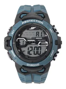 Sonata Men Teal Blue Textured Straps Economy Series Digital Watch 77076PP05