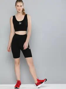 Puma Women Black Solid Regular Fit Classics Tights Shorts