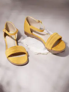 The Roadster Lifestyle Co Women Mustard Yellow Solid Open Toe Flats