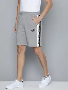 Puma Men Grey Melange Printed Regular Fit Regular Shorts
