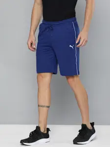 Puma Men Blue Solid Regular Fit Sports Cotton Slub Shorts