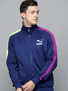 Puma Men Blue Pink Colourblocked Quilted Iconic T7 Track Jacket PT (s) Jacket