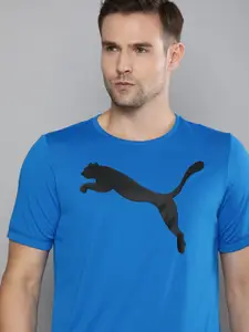 Puma Men Blue & Black ACTIVE Big Logo  DryCell Printed Round Neck T-shirt