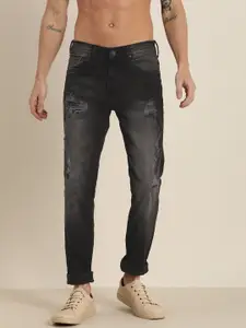 Moda Rapido Men Black Slim Fit Mid-Rise Highly Distressed Jeans