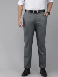 Park Avenue Men Blue Smart Fit Solid Formal Trousers