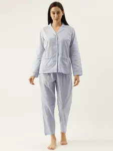 Slumber Jill Women 2 Pc Blue Printed Night suit