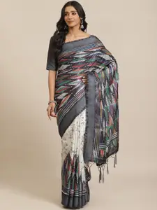Saree mall Black & Off-White Printed Saree