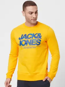 Jack & Jones Men Yellow Printed Sweatshirt