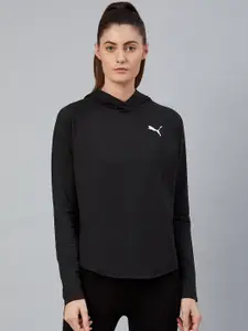 Puma Women Black Active Hoodie Solid Sustainable Sweatshirt