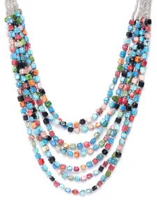 RICHEERA Multicoloured Glass Beaded Layered Necklace