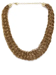 RICHEERA Gold-Toned Beaded Braided Necklace